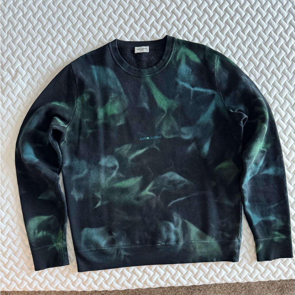 Saint Laurent Black, Blue, and Green Crewneck Sweatshirt